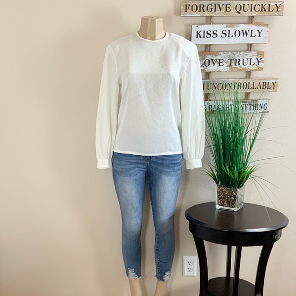 LIZ CLAIBORNE | Vintage 80's Button Up Blouse Sz 4 White - Picture 4 of 8